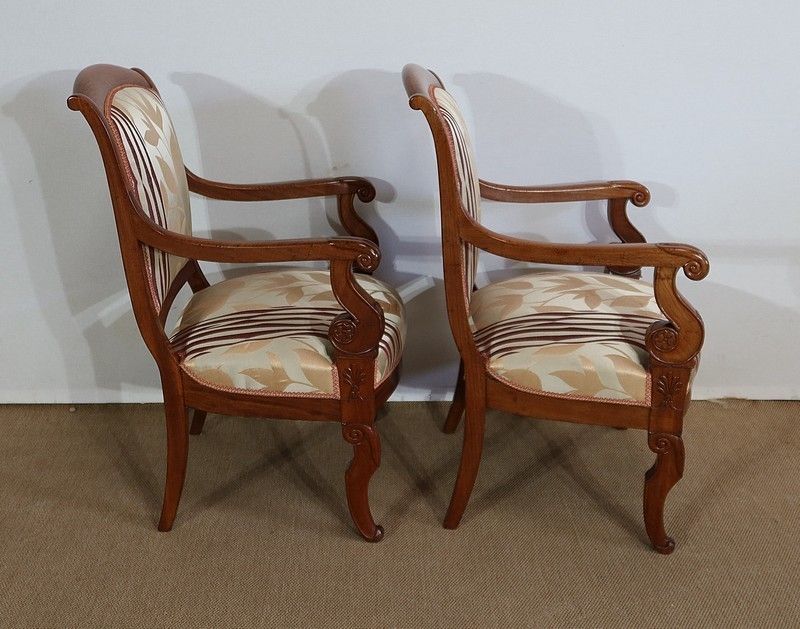 Pair Of Armchairs In Solid Mahogany, Restoration Period   Early 19th Century photo 3007.6