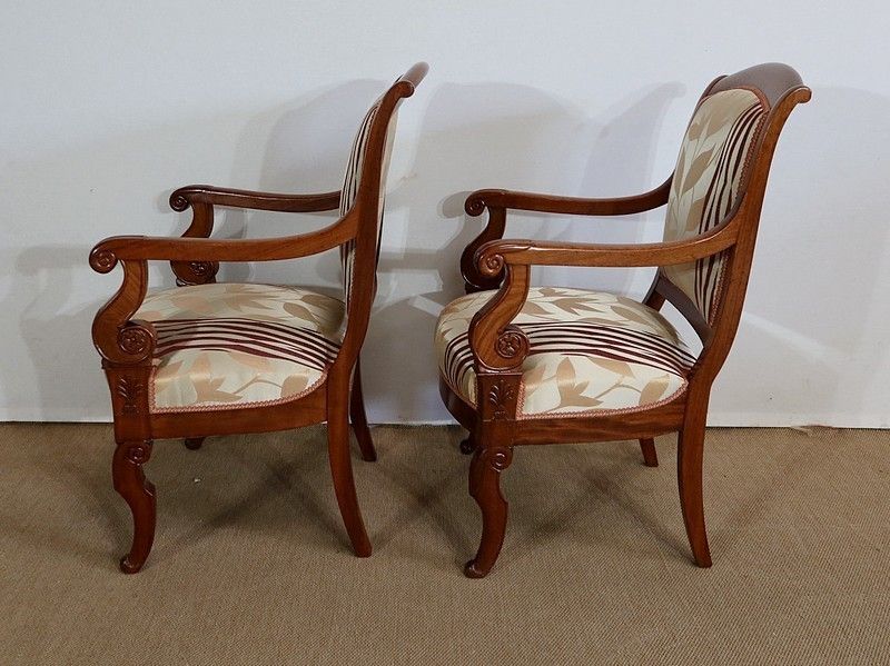 Pair Of Armchairs In Solid Mahogany, Restoration Period   Early 19th Century photo vinterior