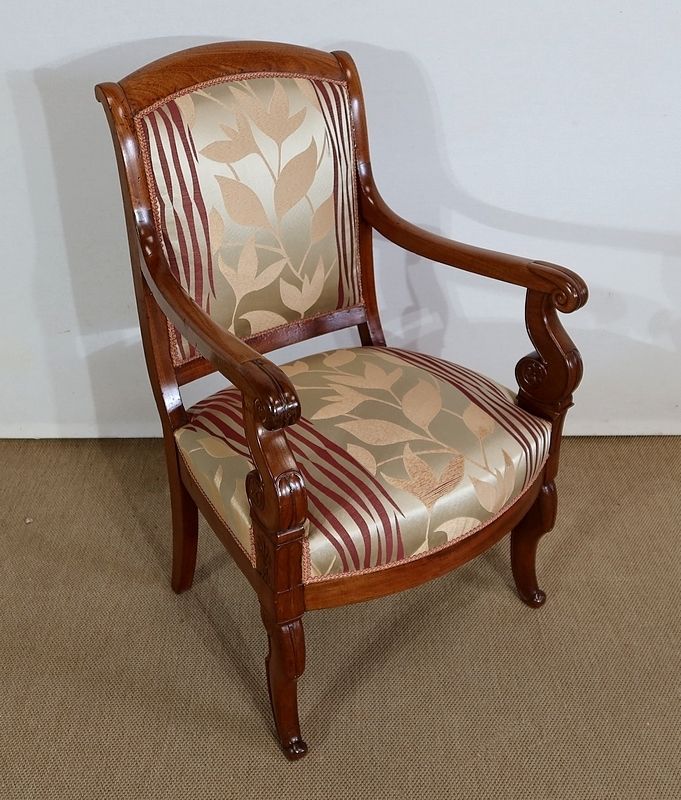 photo for sale Pair Of Armchairs In Solid Mahogany, Restoration Period   Early 19th Century