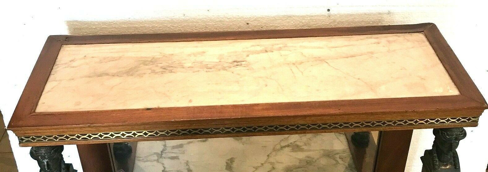Furniture Console With Mirror Bottom From The Empire Period In Mahogany, 19th Century photo