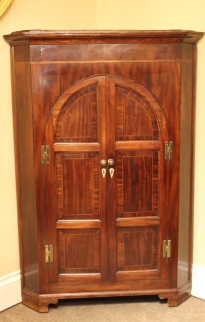Early 19thc. Mahogany Corner Cupboard