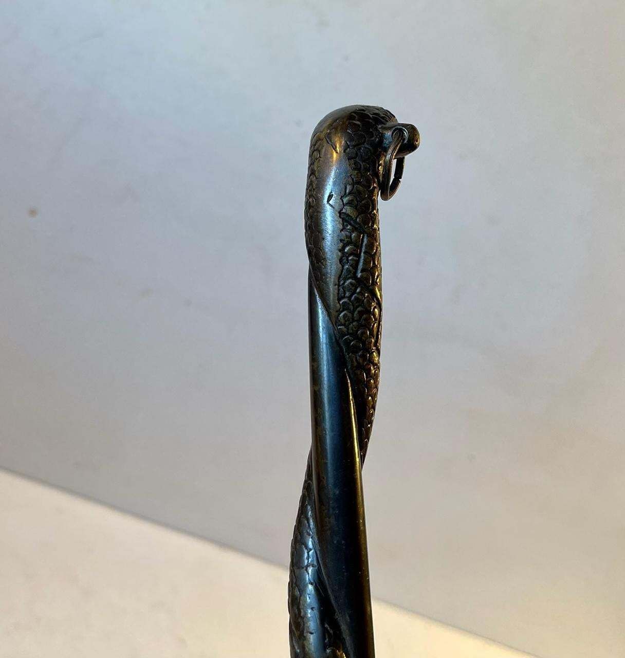 Art Deco Shoe Horn With Bronze Serpent 1930s photo for sale