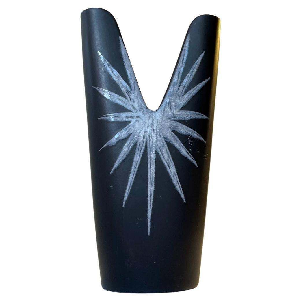 Black Glazed Modernist Vase By Svend Aage Holm Sørensen Søholm 1950s