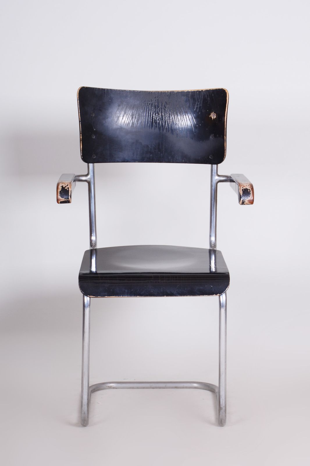 Black Vichr A Spol Chair With Armrests Made In 1930s Czechia photo Furniture