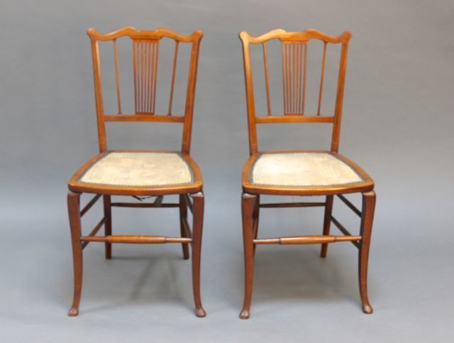 Pair Of Edwardian Mahogany Bedroom Occasional Chairs
