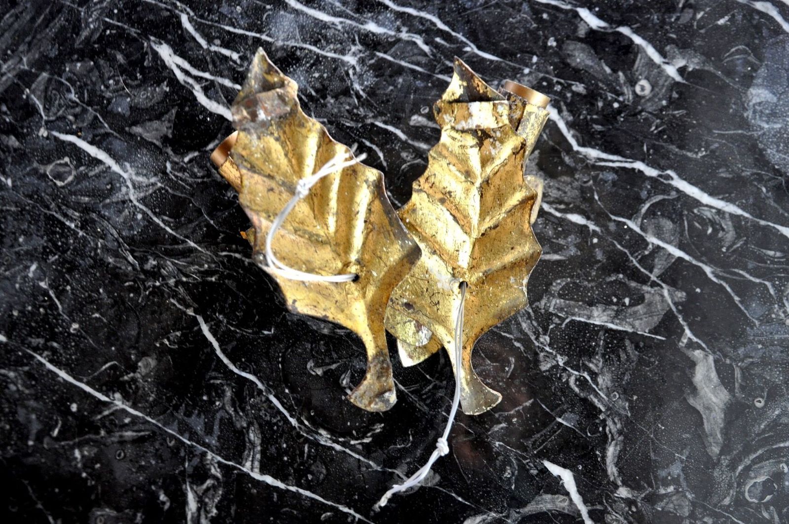 Pair Of Midcentury Wall Lamps "Leaves", Italy, 1970 photo vintage