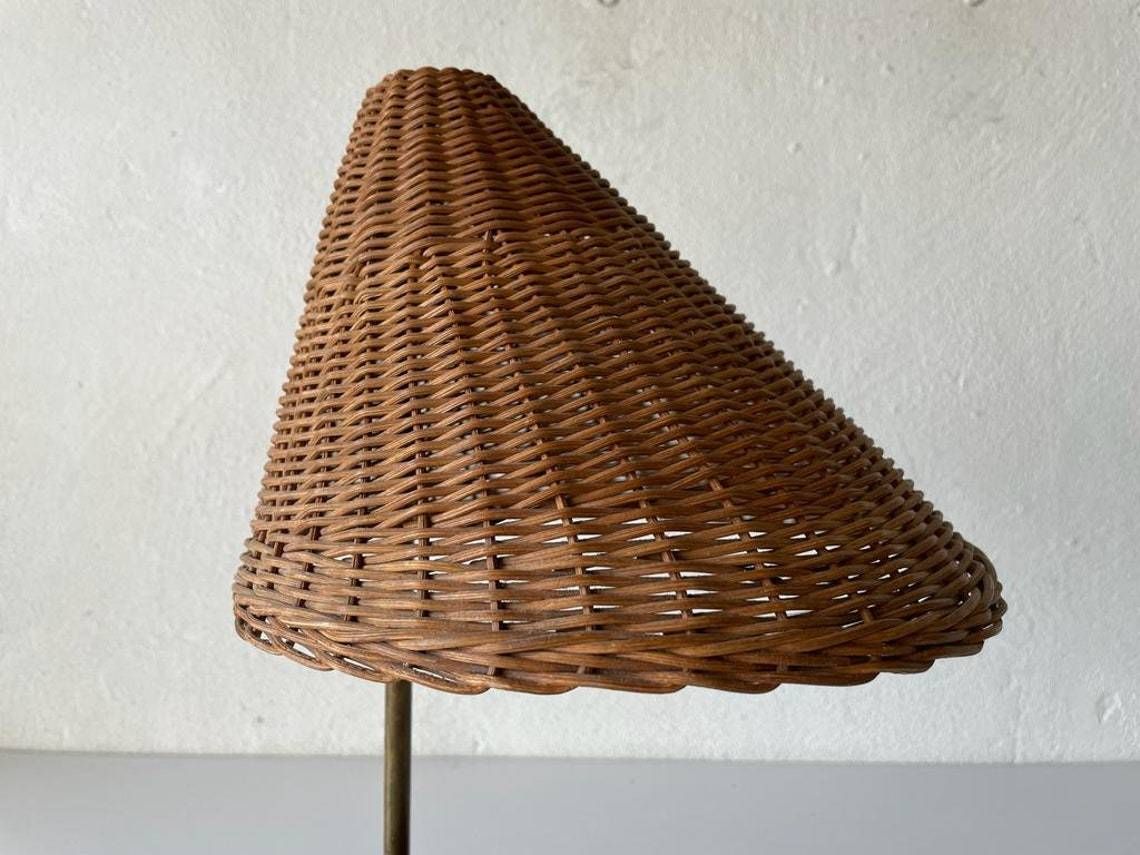 Mid Century Wicker & Wood Desk Lamp, 1950s, Italy photo 1089.96