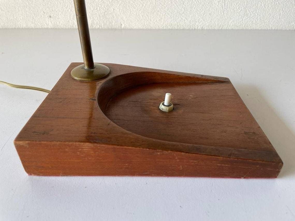 Mid Century Wicker & Wood Desk Lamp, 1950s, Italy photo vintage