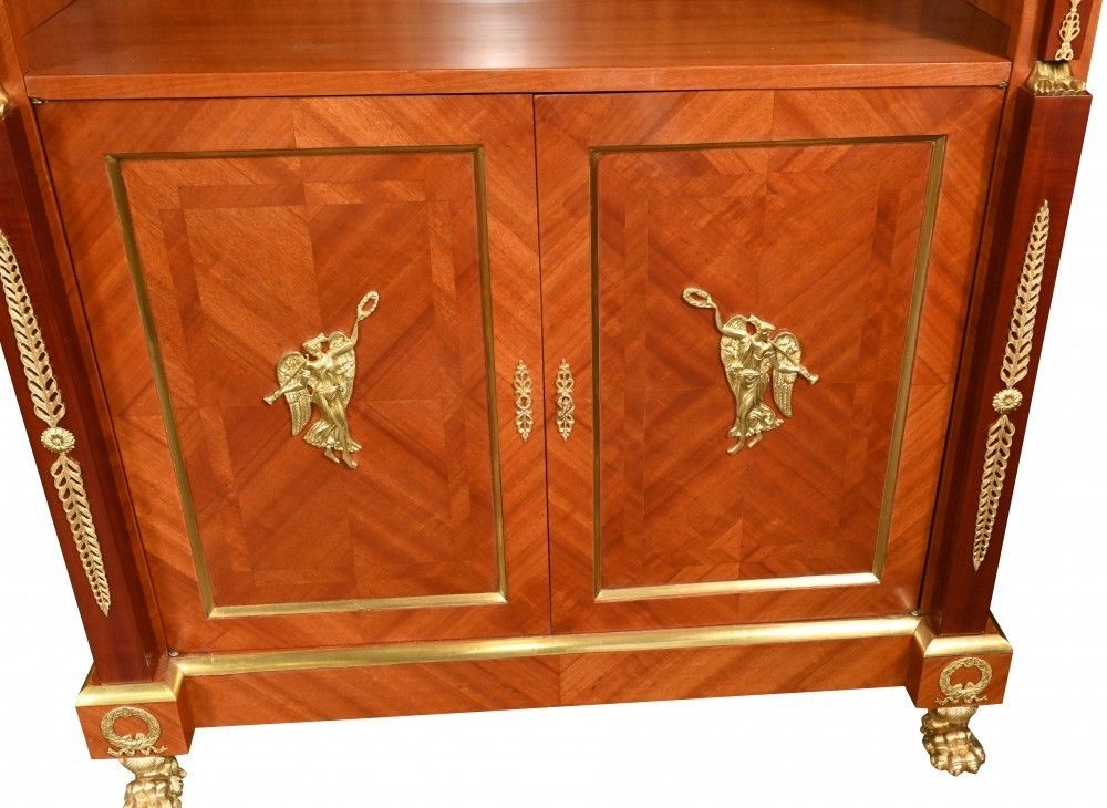 French Empire Bookcase Walnut Open Front Cabinet photo 2450.0