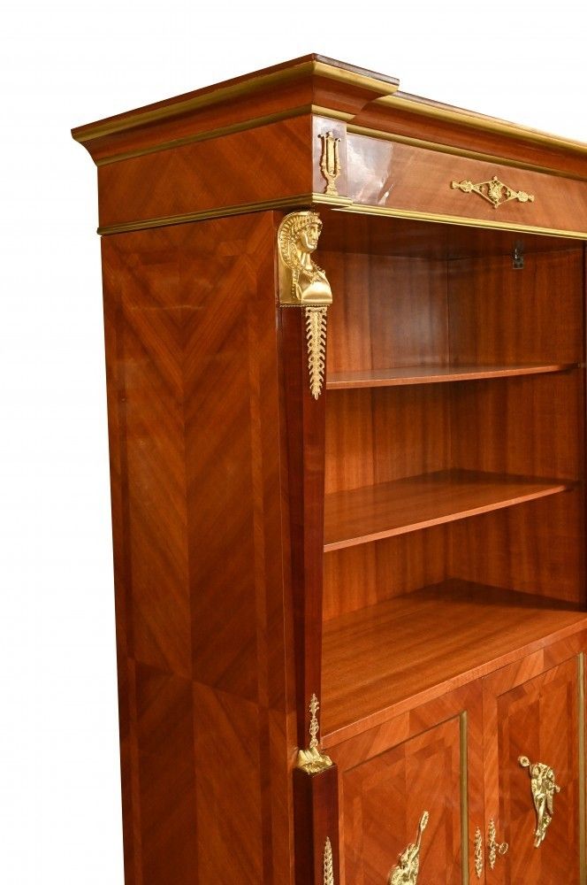 2450.0 French Empire Bookcase Walnut Open Front Cabinet photo
