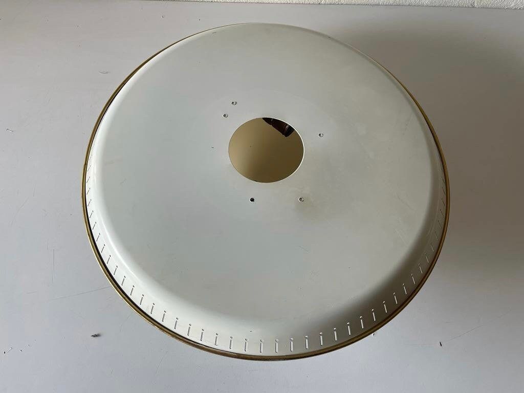 photo for sale Mid Century Design Brass Disc And Art Deco Glass Flush Mount Light Or Sconce By Hillebrand, 1950s, Germany