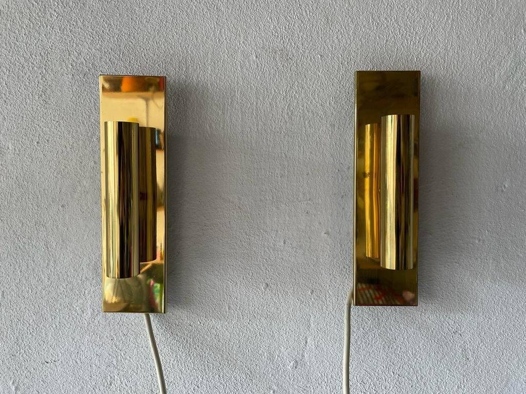 Modernist Black Square Metal And Glass Pair Of Sconces By Ssr, 1970s, Germany