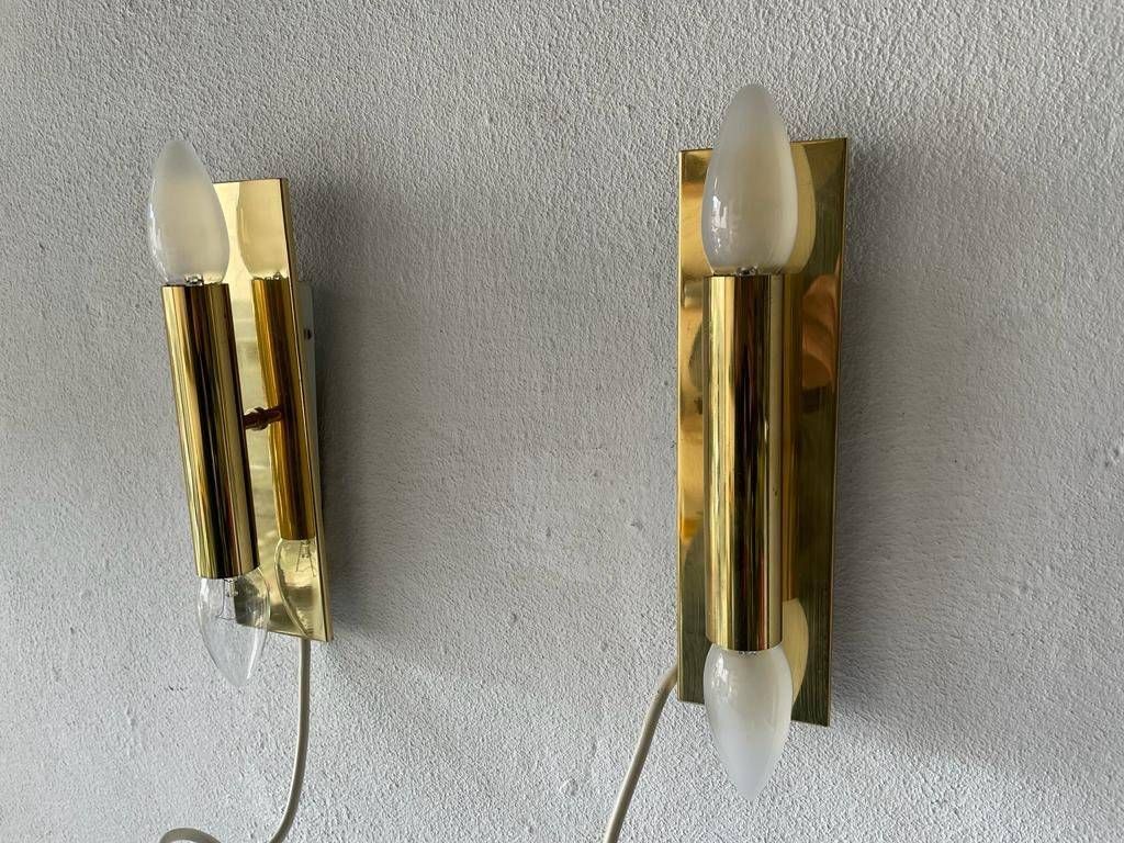Modernist Black Square Metal And Glass Pair Of Sconces By Ssr, 1970s, Germany photo Lighting