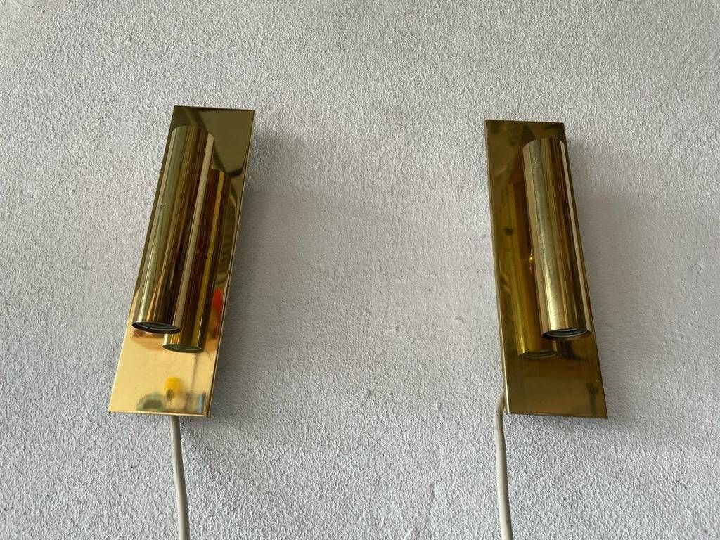 Modernist Black Square Metal And Glass Pair Of Sconces By Ssr, 1970s, Germany photo buy