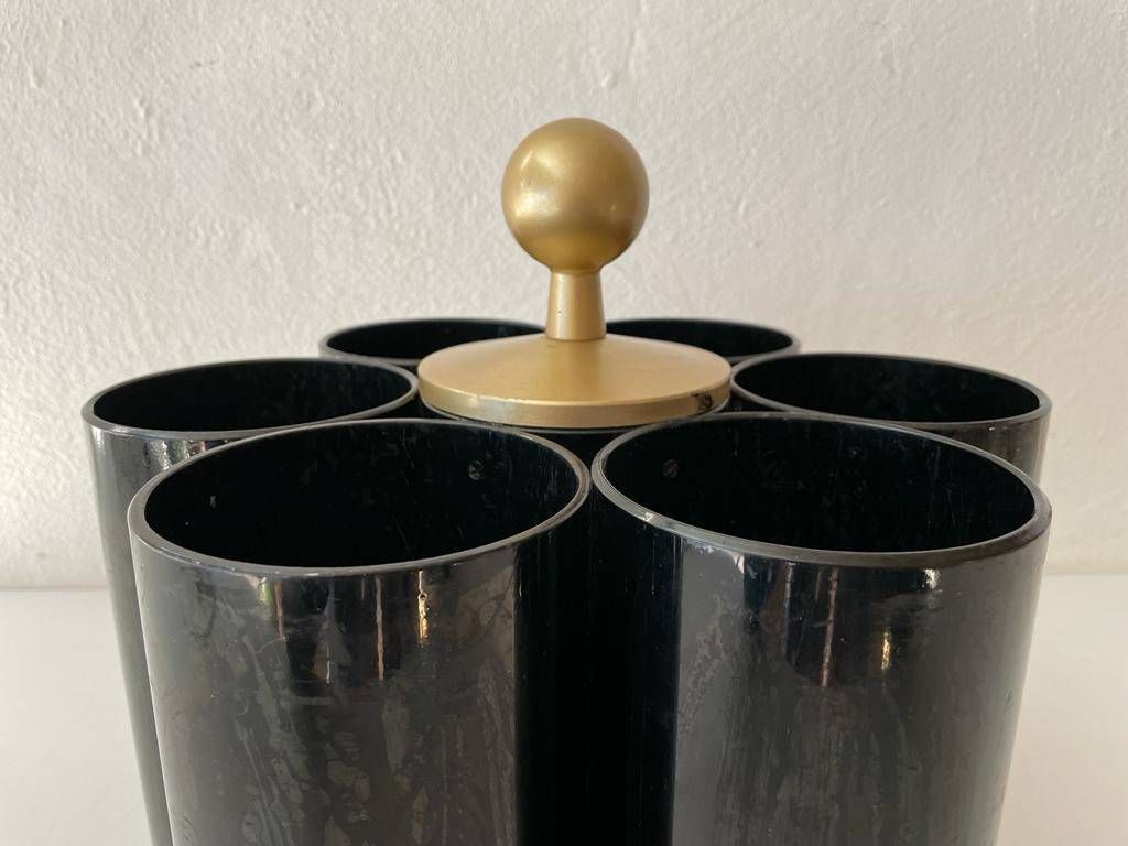 Black Plastic 6 Slot Pop Art Bottle Stand, 1970s photo 479.88