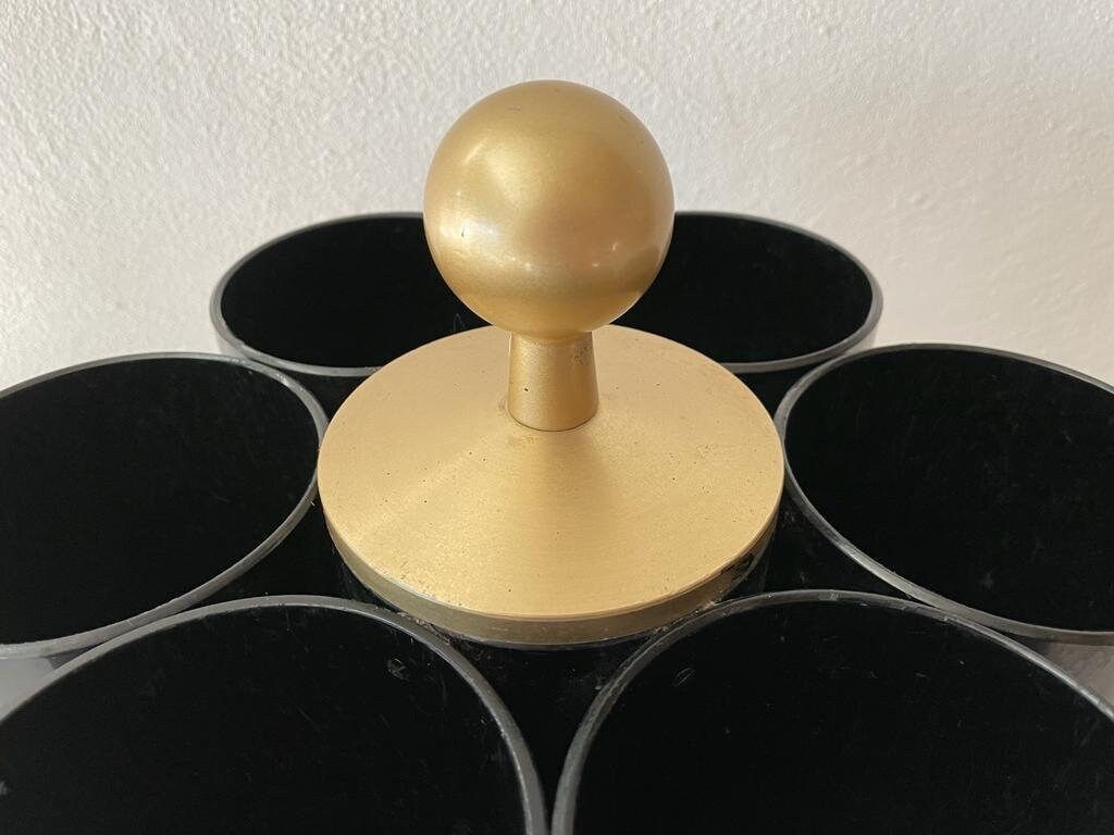 Black Plastic 6 Slot Pop Art Bottle Stand, 1970s photo vinterior