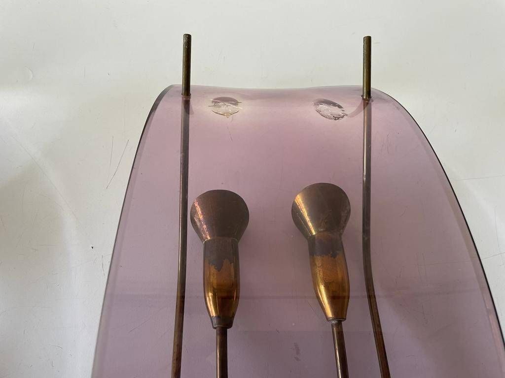 Italian Rare Purple Lucite And Brass Pair Of Sconces, 1950s, Italy photo 1014.32