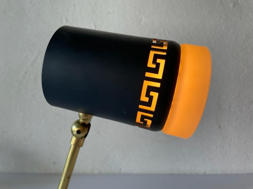 Mid Century Black Metal & Glass Pair Of Bedside Lamps, 1950s, Germany photo buy