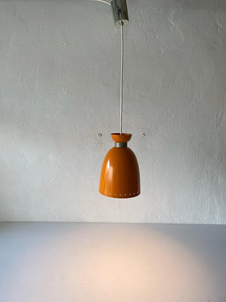 Mid Century Orange Metal Pendant Lamp By Hillebrand, 1950s, Germany photo for sale