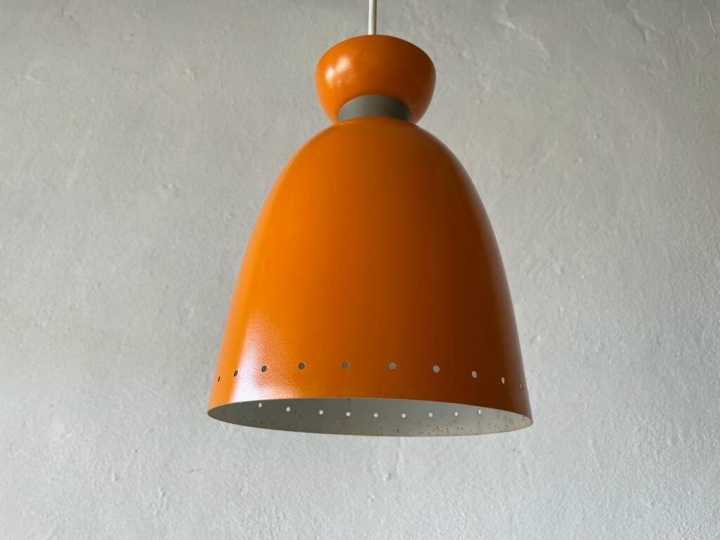 Mid Century Orange Metal Pendant Lamp By Hillebrand, 1950s, Germany photo 686.96