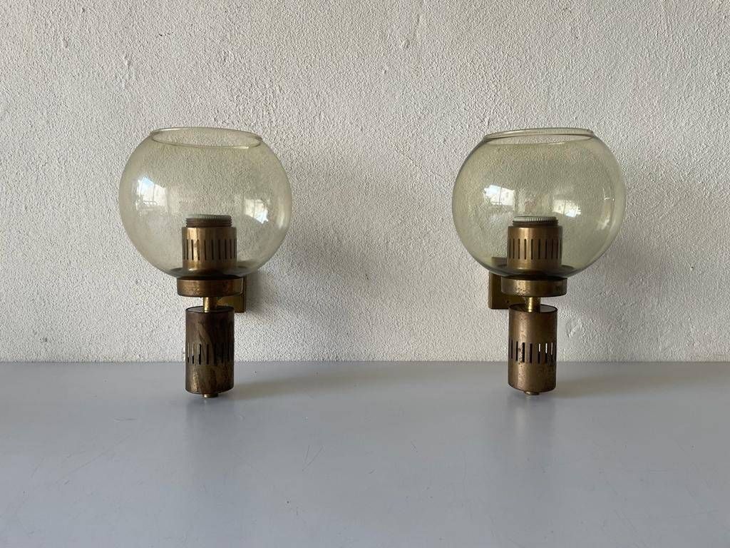 Mid Century Modern Smoke Glass Pair Of Sconces, In Style Of Stilnovo, 1960s, Italy photo furniture