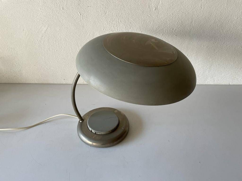 Grey Metal Industrial Desk Lamp, Bauhaus Style, 1960s, Germany photo 600.16