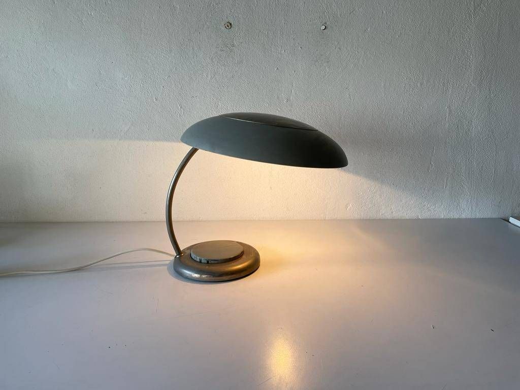 photo for sale Grey Metal Industrial Desk Lamp, Bauhaus Style, 1960s, Germany