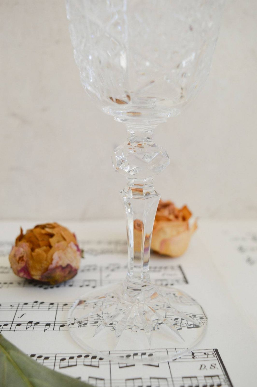 Rare Vintage Set Of 4 Cut Diamond Port Glasses Clear Embossed Crystal Glasses With Diamond Cut On Stem, Four Cut Crystal Sherry Glasses photo for sale