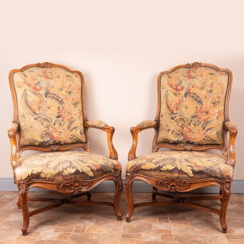 Good Sized Pair Of French Fauteuil Open Armchairs photo for sale
