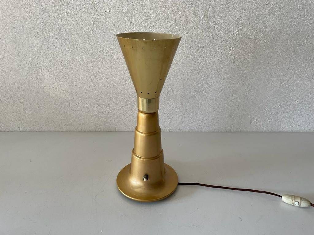Mid Century Gold Conical Design French Table Lamp, 1950s, France
