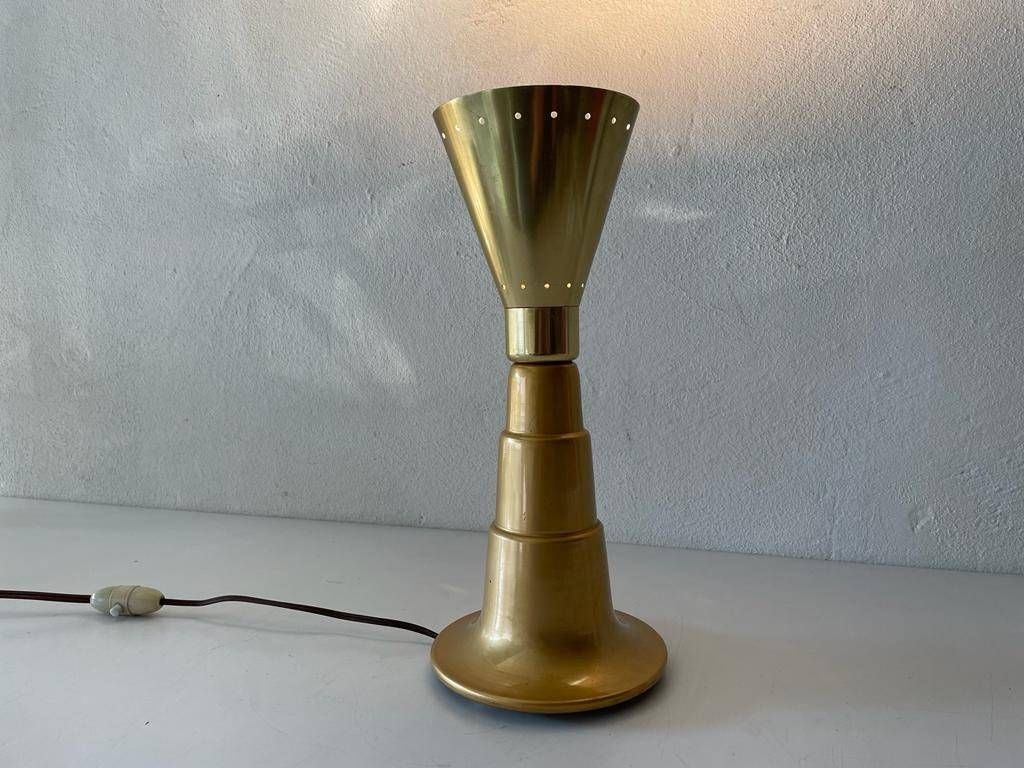 Mid Century Gold Conical Design French Table Lamp, 1950s, France photo buy