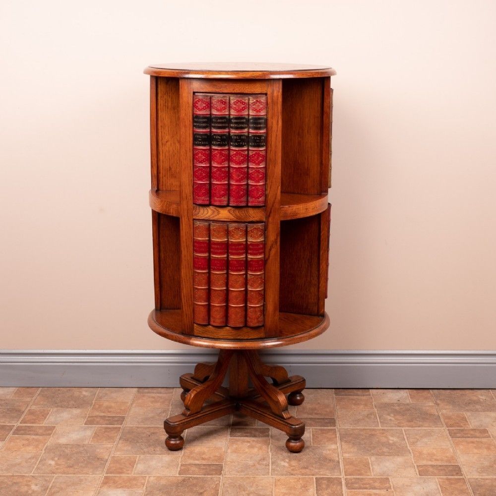 Circular Oak Revolving Bookcase photo vintage