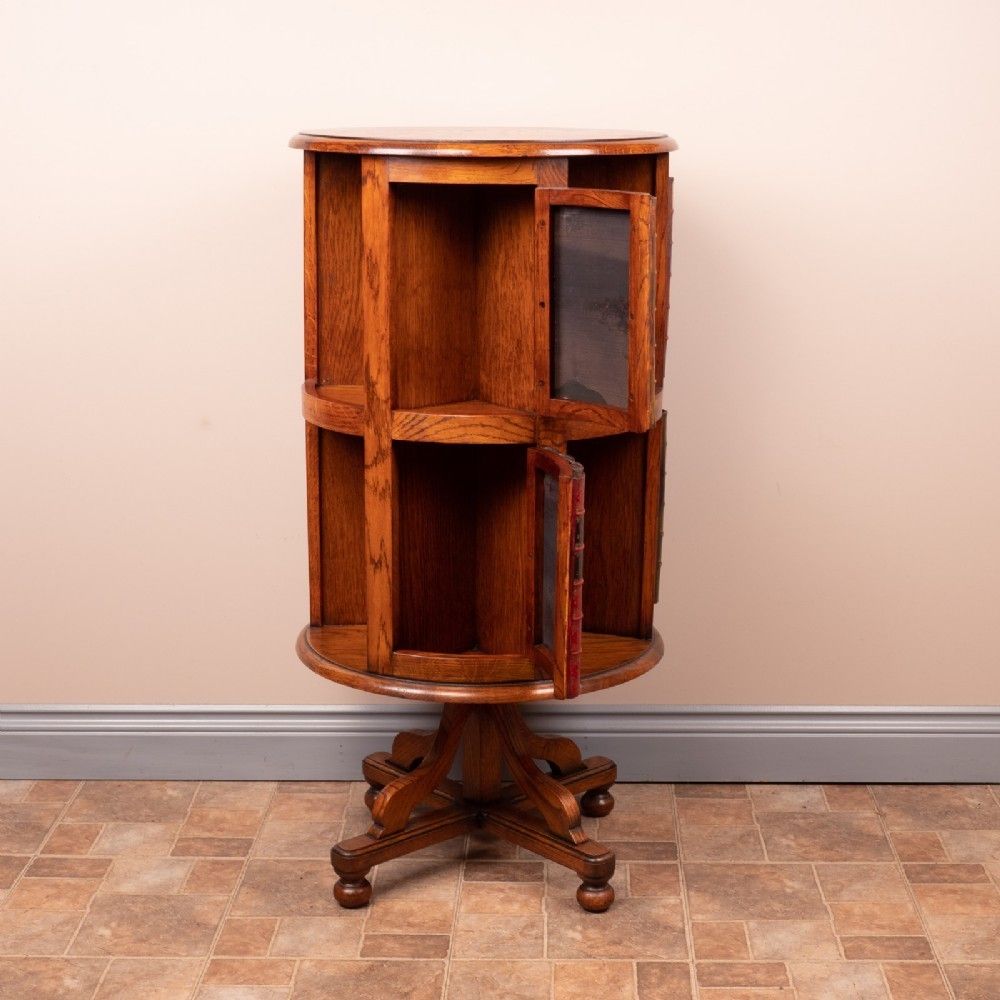photo for sale Circular Oak Revolving Bookcase
