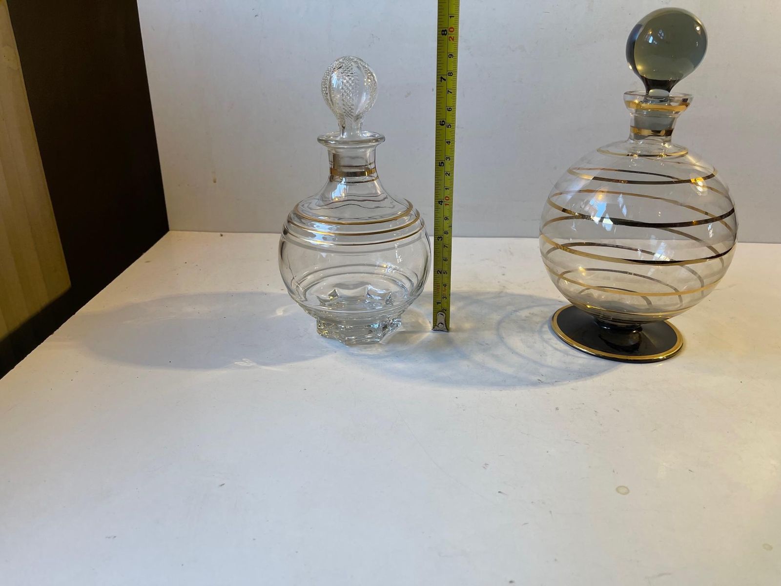 Spherical Italian Decanters In Striped Glass, Set Of 2 photo Home Decor