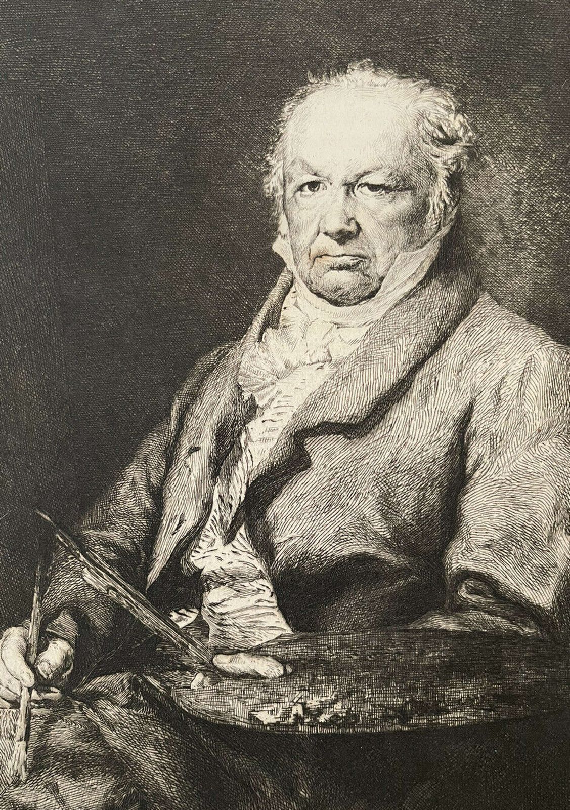 Antique Etching 'Portrait Of Francisco Goya' After Louis Lucas 1879. photo for sale