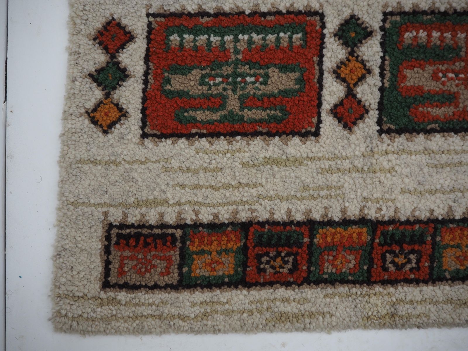 Midcentury Wool Kelim Brussels Style Rug, Carpet, 1960s photo vintage