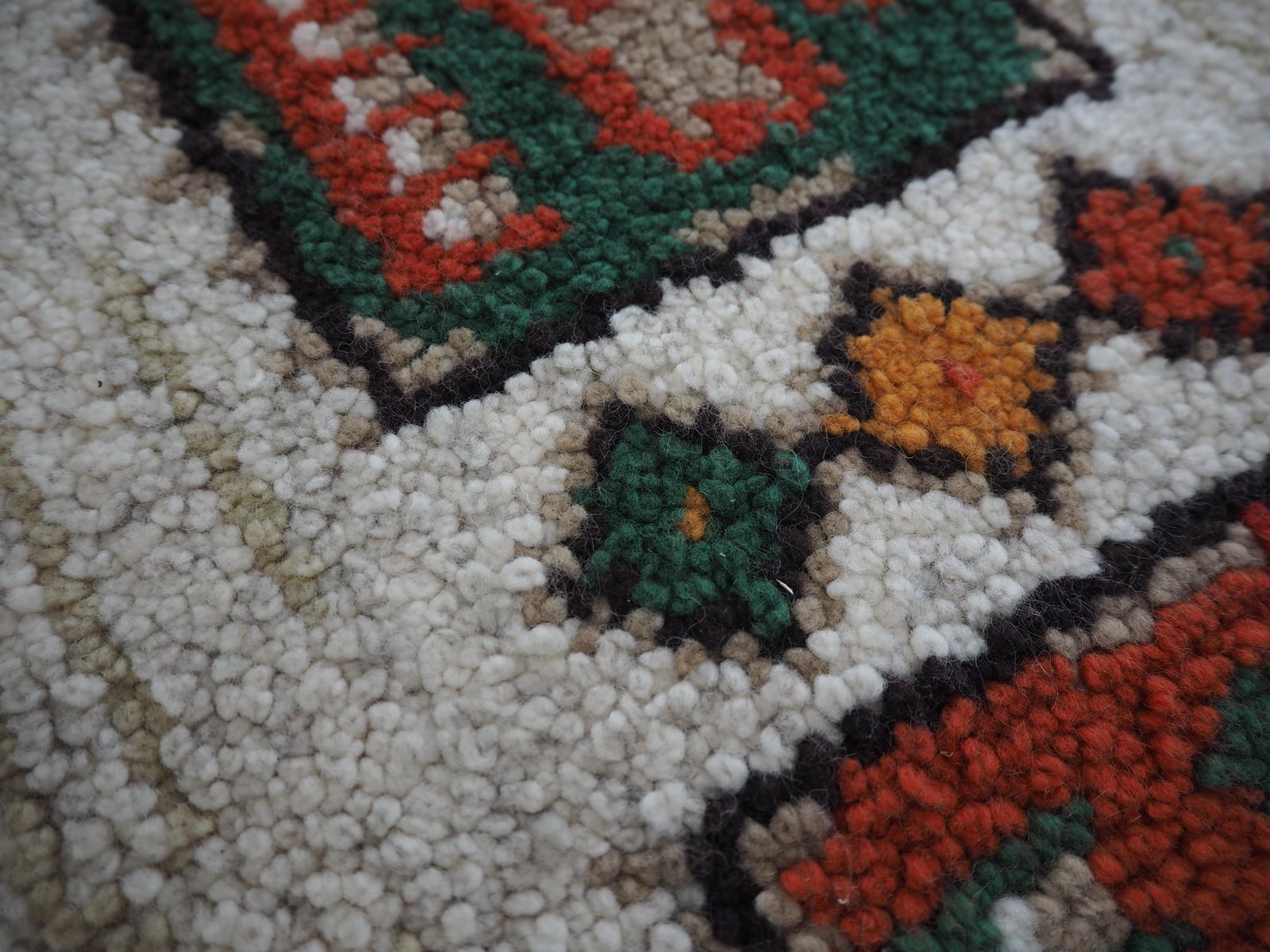 photo vintage Midcentury Wool Kelim Brussels Style Rug, Carpet, 1960s