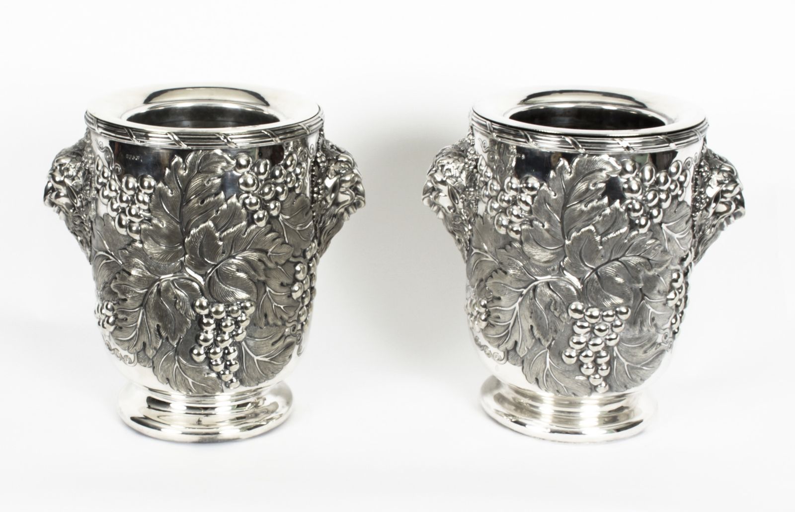 Antique Pair Silver Plated Wine Coolers By Hawksworth, Eyre & Co 19th C