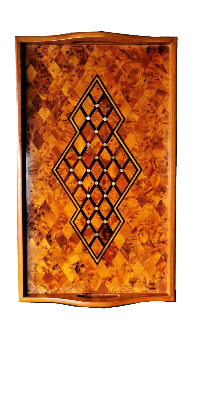 Luxurious Handmade Inlaid Tray. Mother Of Pearl photo vinterior