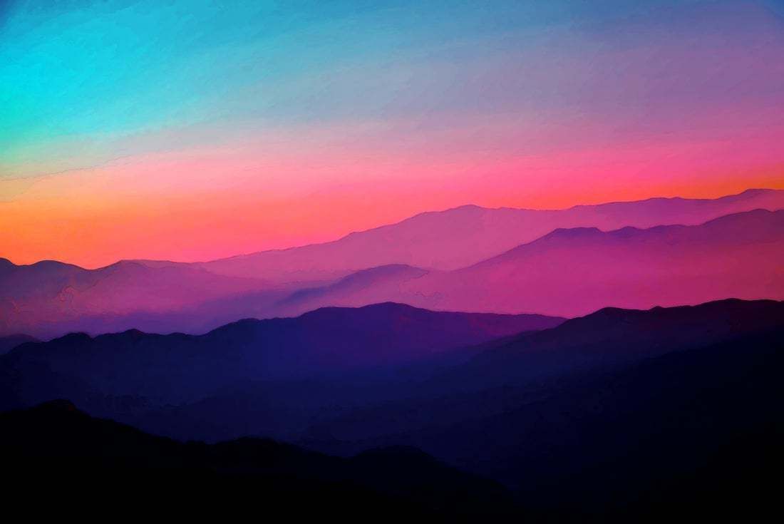 "Background Abstract Misty Mountain Range Colourful Wallpaper Digital Art Gradiant Pastel Dramatic Backdrop" By Anand Purohit