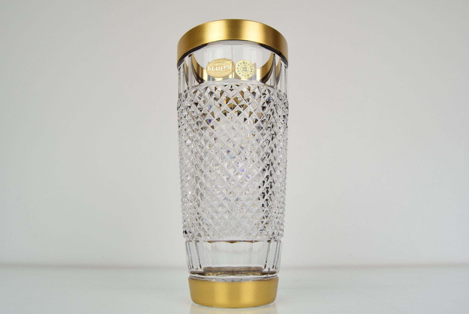 Mid Century Glass Vase,Bohemia Crystal,Circa 1960's. photo for sale