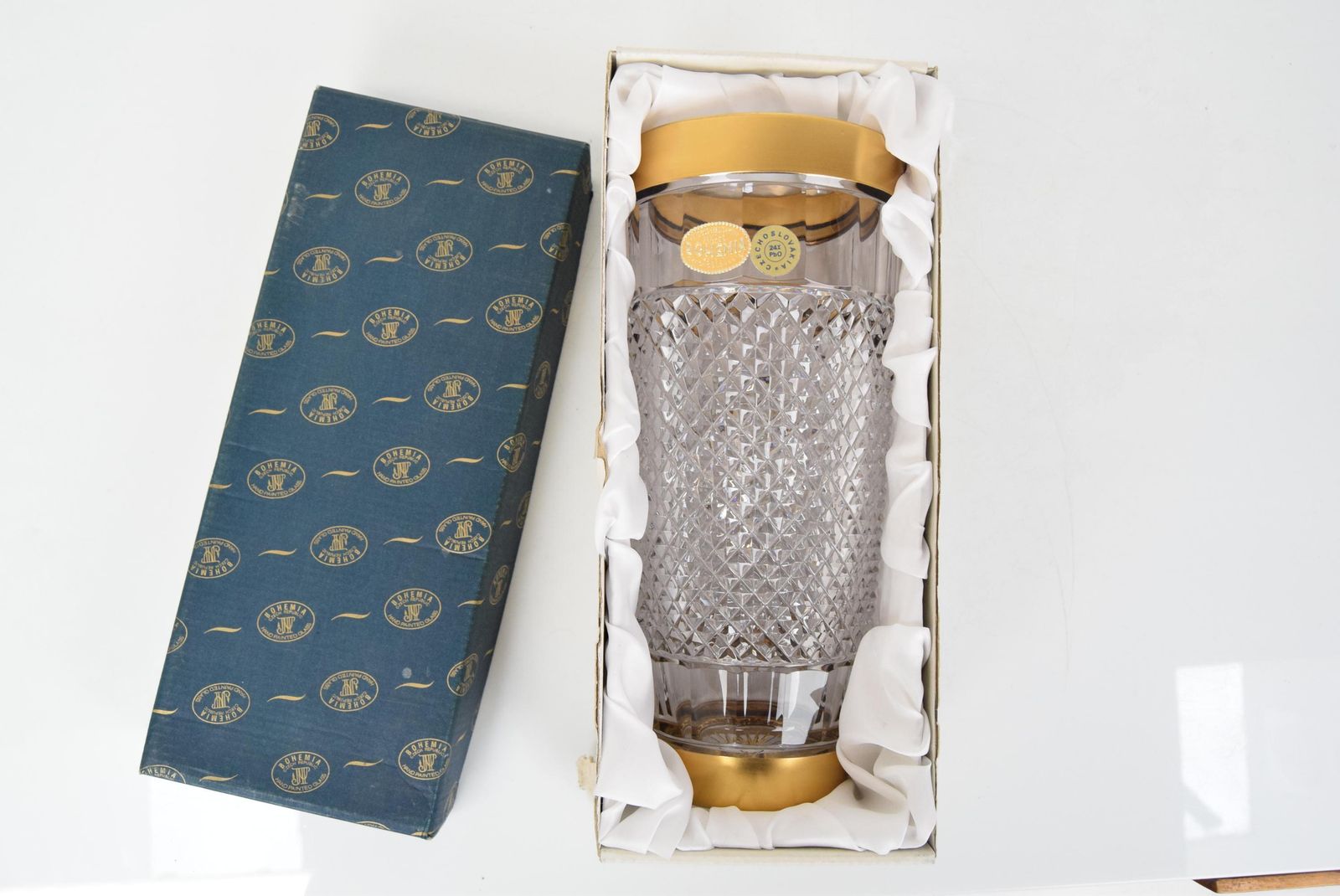 433.0 Mid Century Glass Vase,Bohemia Crystal,Circa 1960's. photo