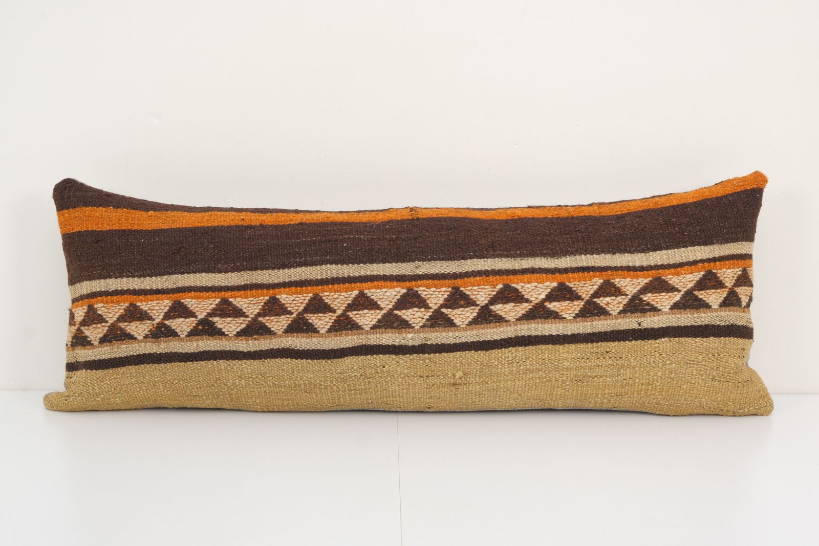 12" X 34" Queen  Woven Bedding Kilim Pillow Cover, Oversize Turkish Lumbar Cushion With Anatolian Design,  Farmhouse Decor