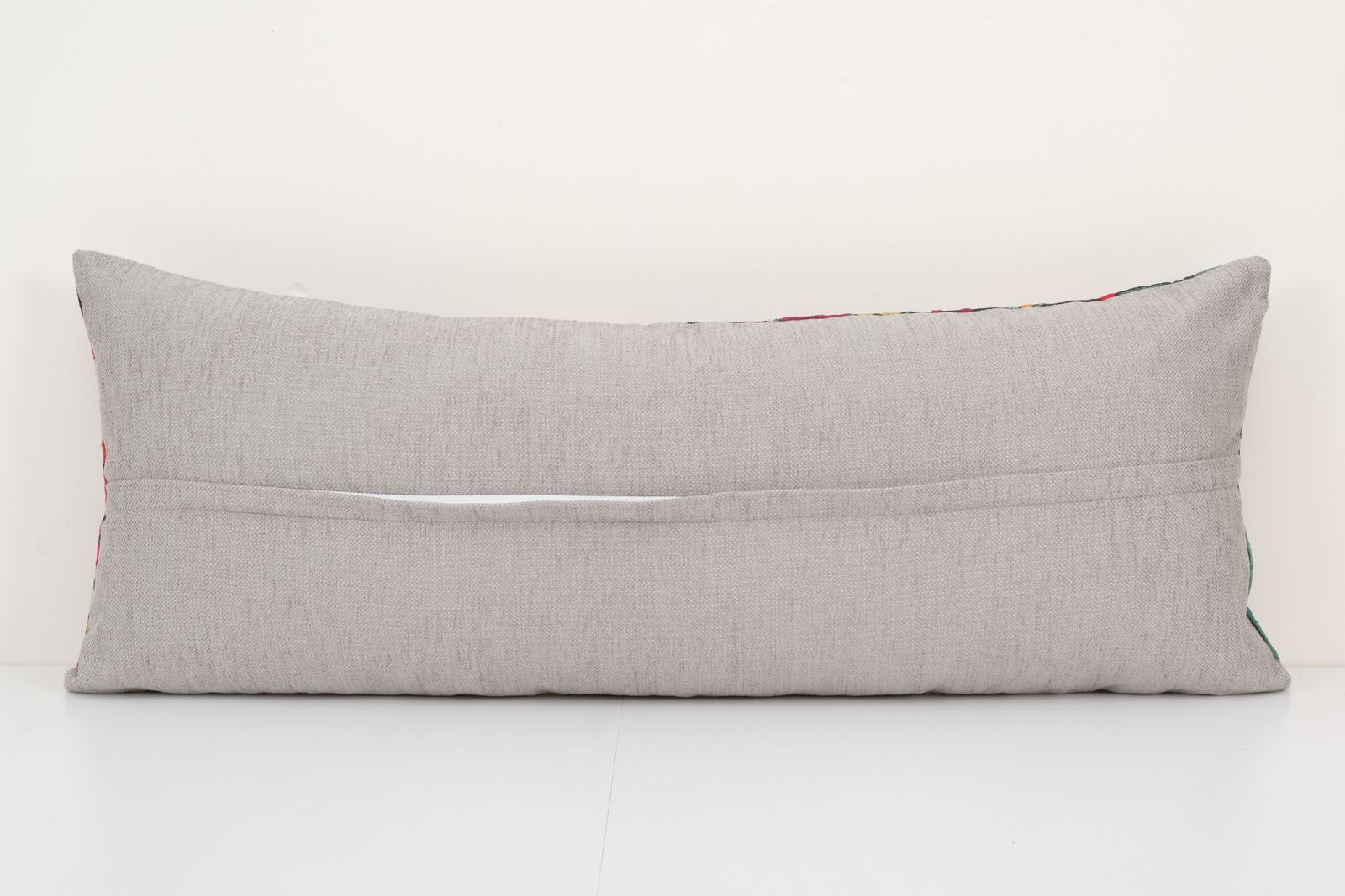 16" X 40" Vintage Ethnic Suzani Lumbar Pillow, Tribal Turkish Cushion, Faded Brown Pillow Cover From Uzbekistan Decorative photo for sale