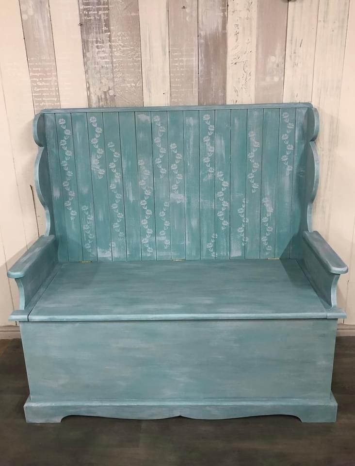 Hand Painted Pine Settle photo for sale