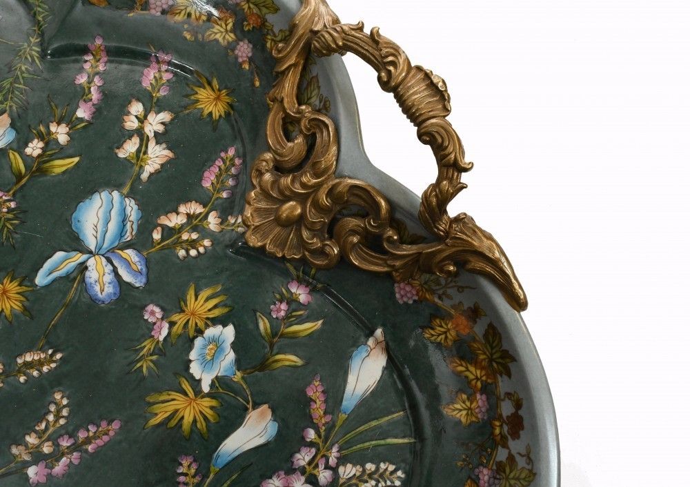 Art Nouveau Porcelain Tray French Floral Platter photo vintage