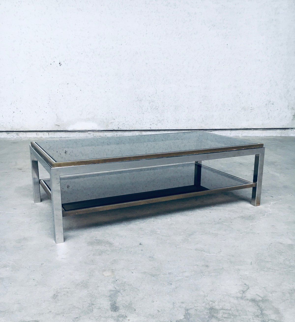 Hollywood Regency Design Flaminia Two Tier Coffee Table In The Style Of Willy Rizzo, France 1970's photo Furniture