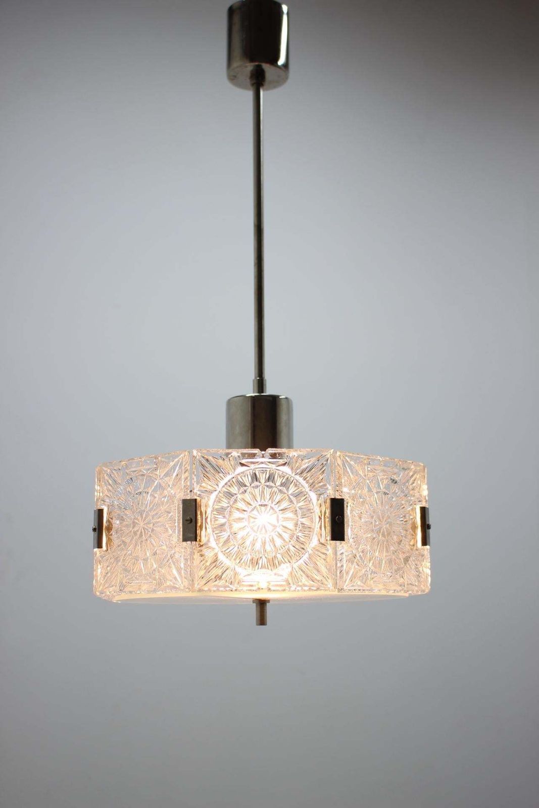 Design Mid Century Glass Pendant By Kamenicky Senov, 1970s   Up To Six Pieces ! photo Lighting
