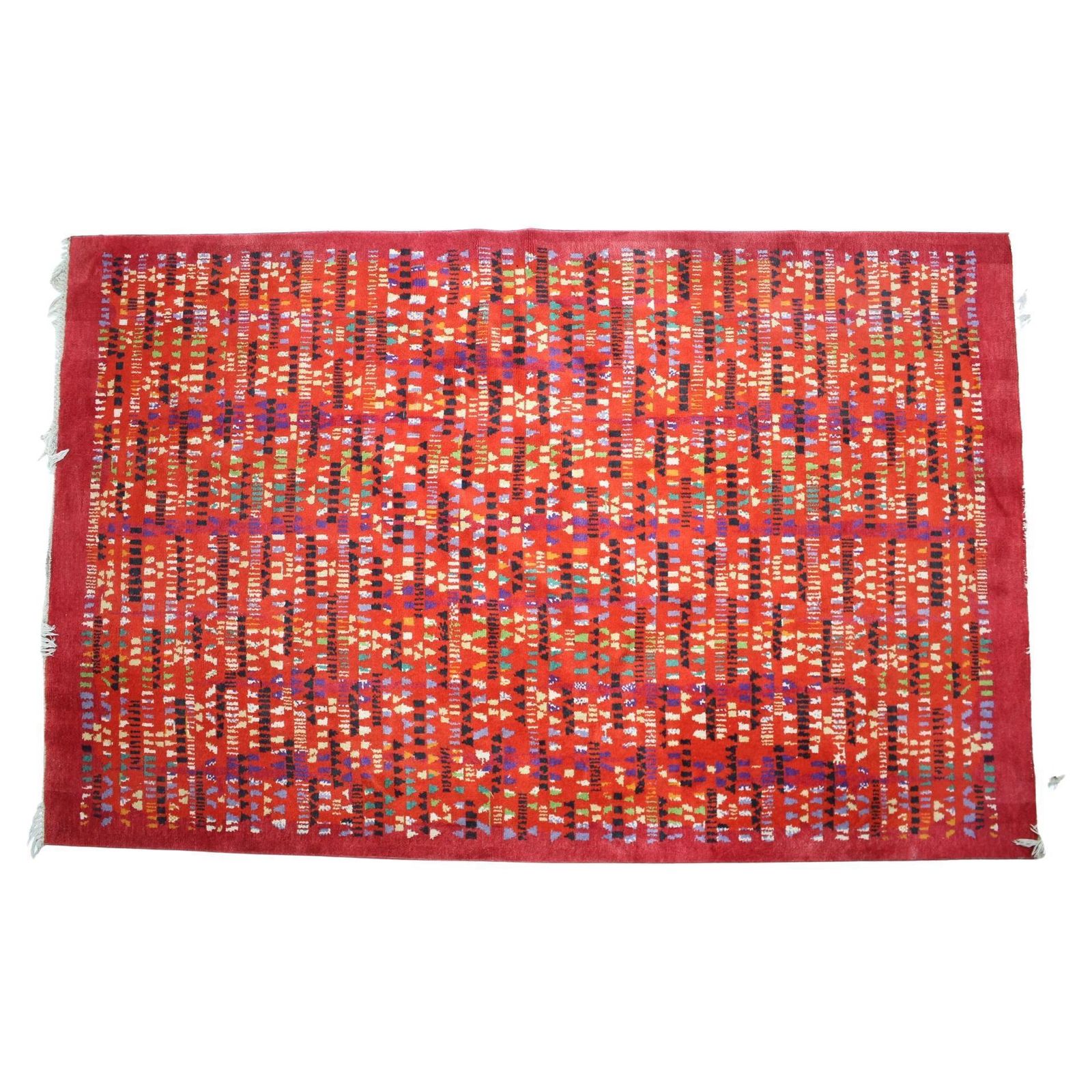 Rare Big Beautiful Abstract Design Wool Hand Made Carpet / Rug, 1950s
