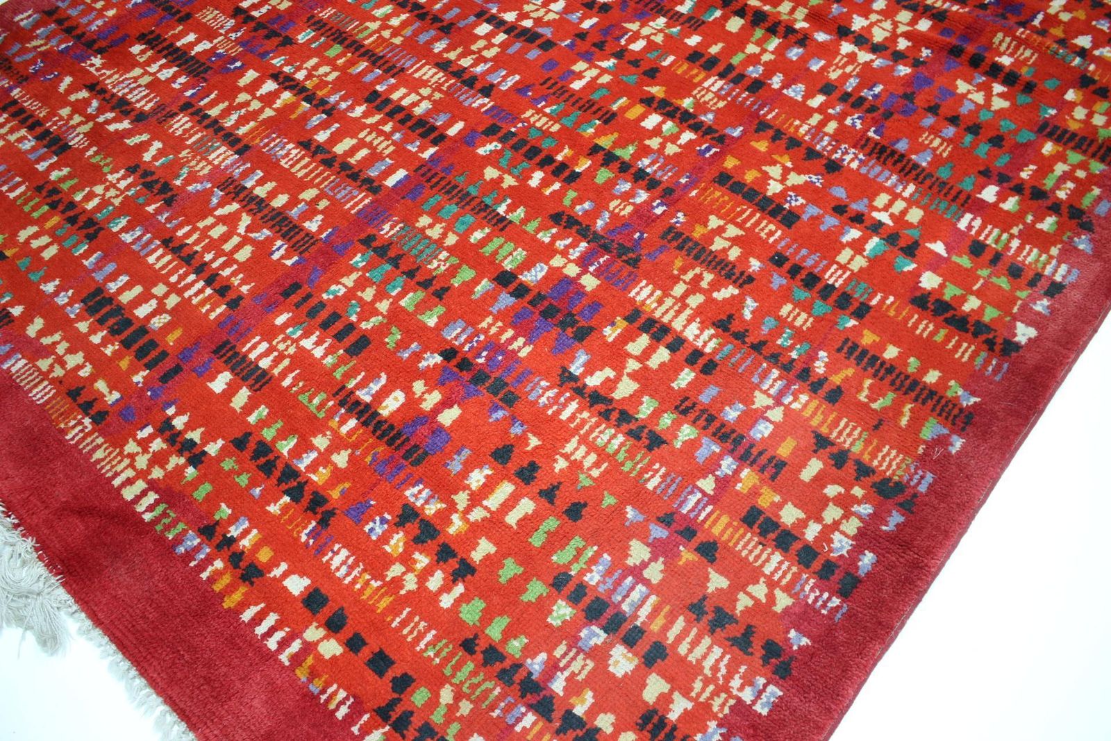 Rare Big Beautiful Abstract Design Wool Hand Made Carpet / Rug, 1950s photo 3740.0